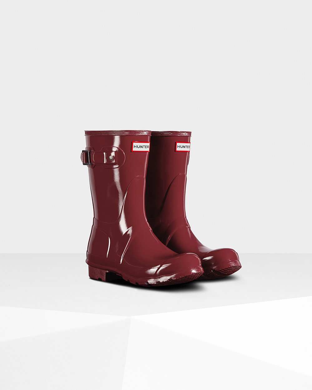 Botas de Lluvia Cortas Hunter Mujer - Original Gloss - Grises Rojos - MTYFOUV-53